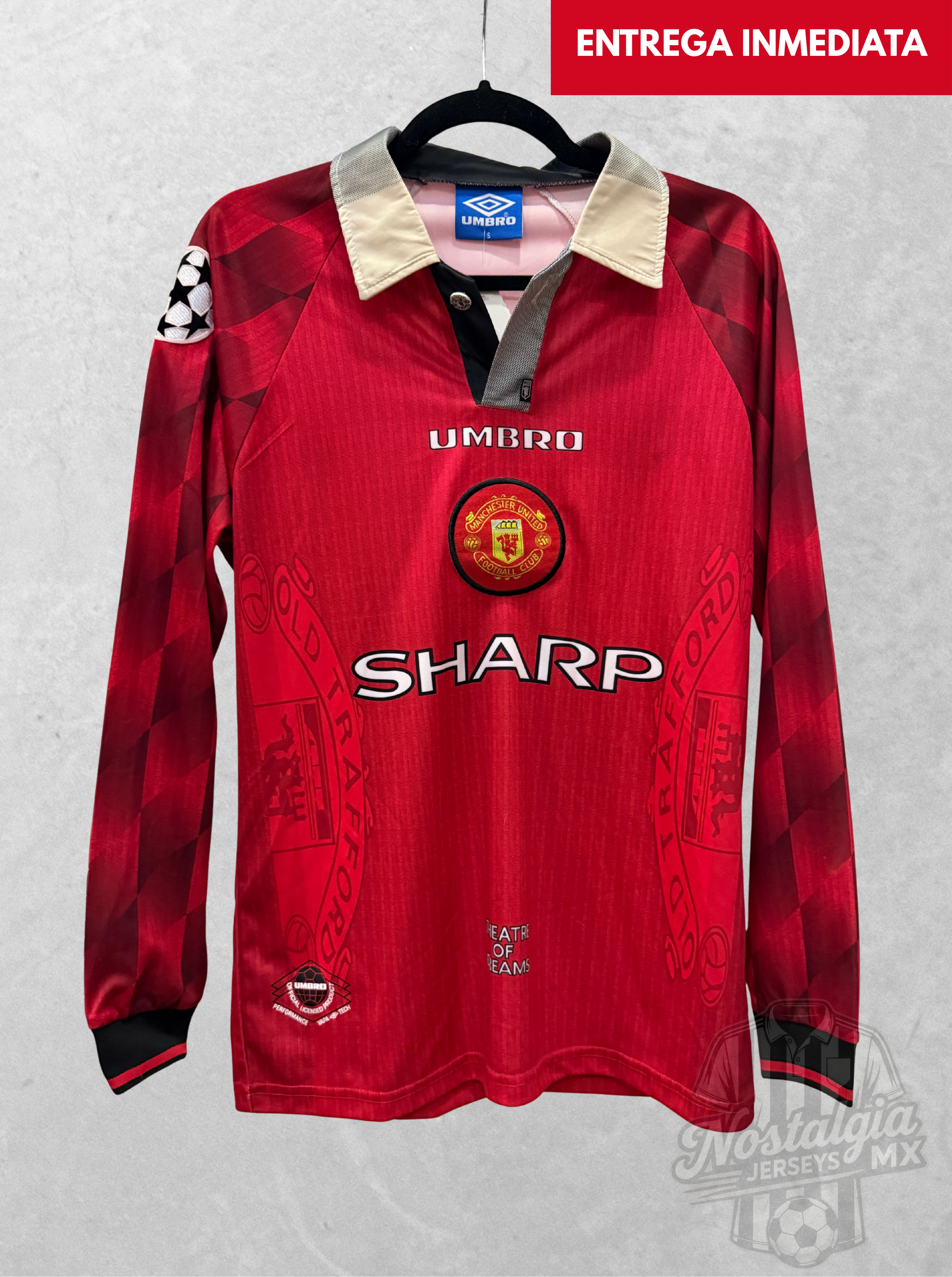 Manchester United 1996/97 local manga larga Beckham 10 - S