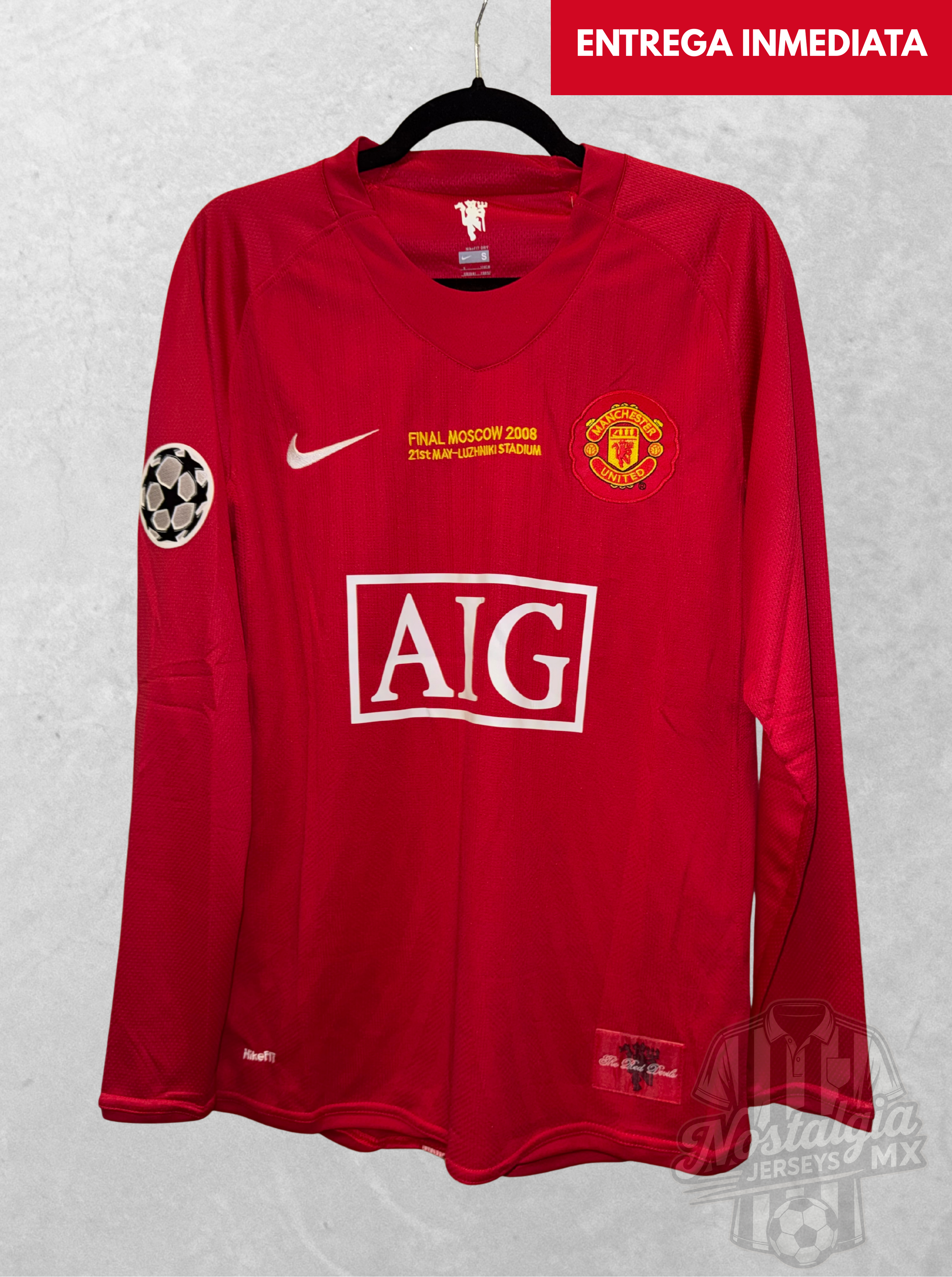 Manchester United 2007/08 Final Champions League manga larga Ronaldo 7 - S