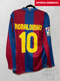 Barcelona 2007/08 local manga larga Ronaldinho 10 - M